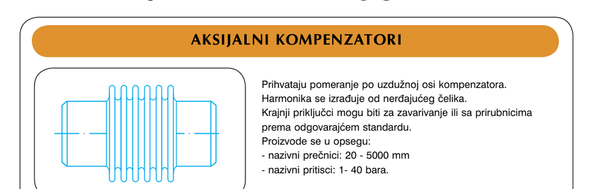 Axial expansion joint — standard program (DN 20–5000, PN 1–40 bar)